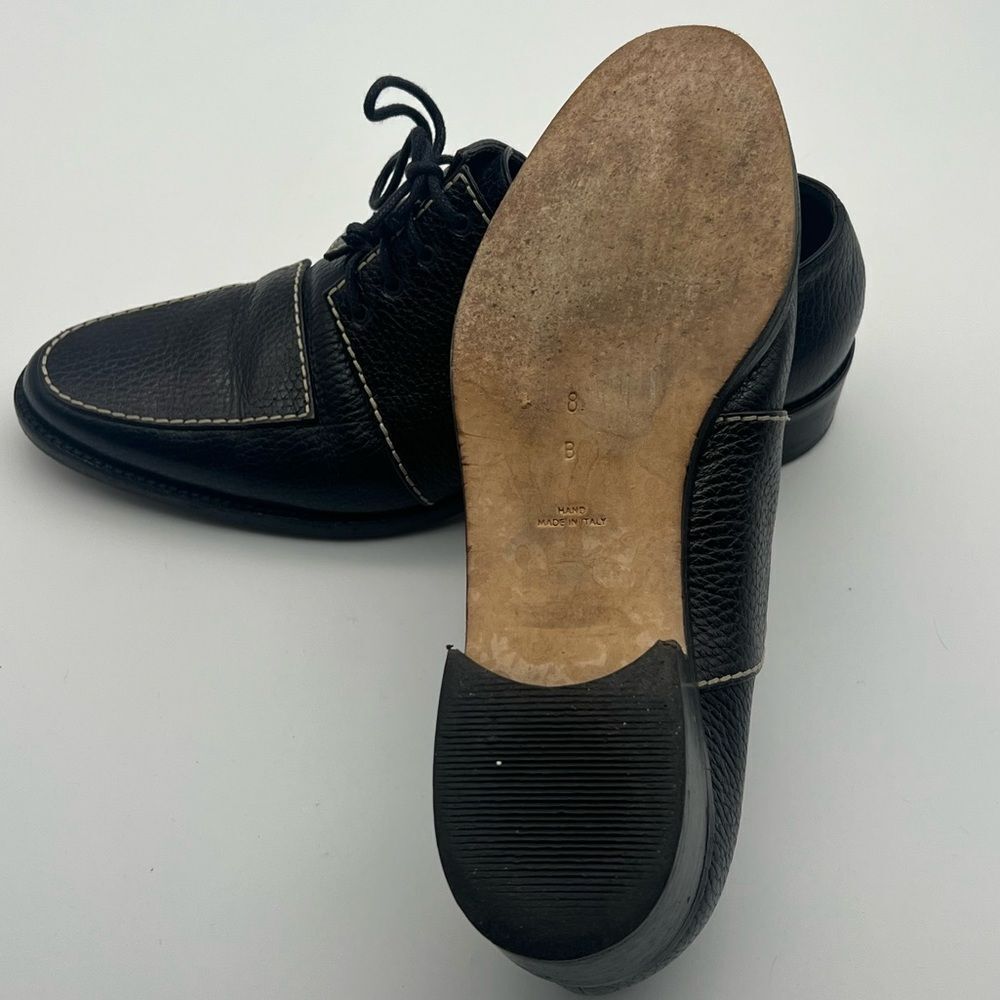 Walter Steiger Dark Brown with cream stitching Vintage Lace Up Loafers size 8 - Picture 2 of 11